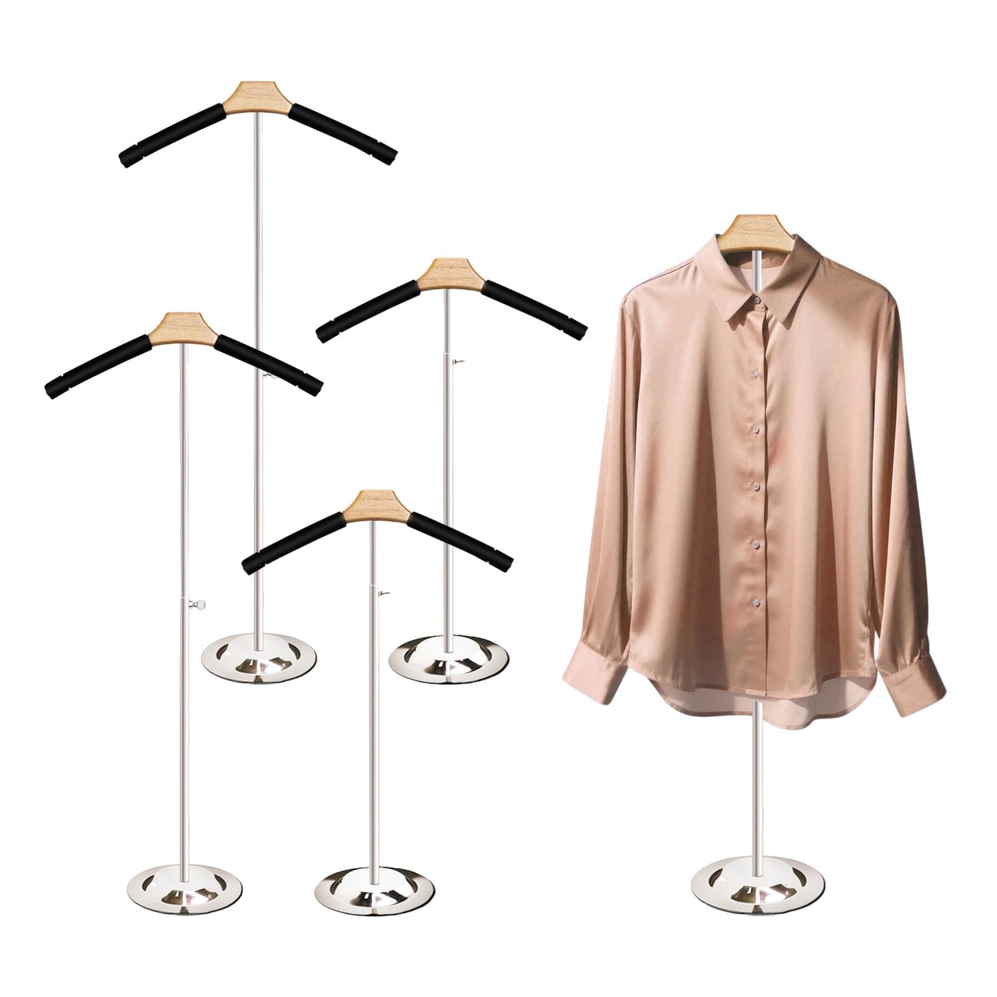 Shirt Display Stand Adjustable Height Mannequin Torso 20-36" Foam-Padded Dress Form Hangers, Premium Clothing Display for Delicate Fabrics for Vendors, Retail Stores (Black, 4 Pack)