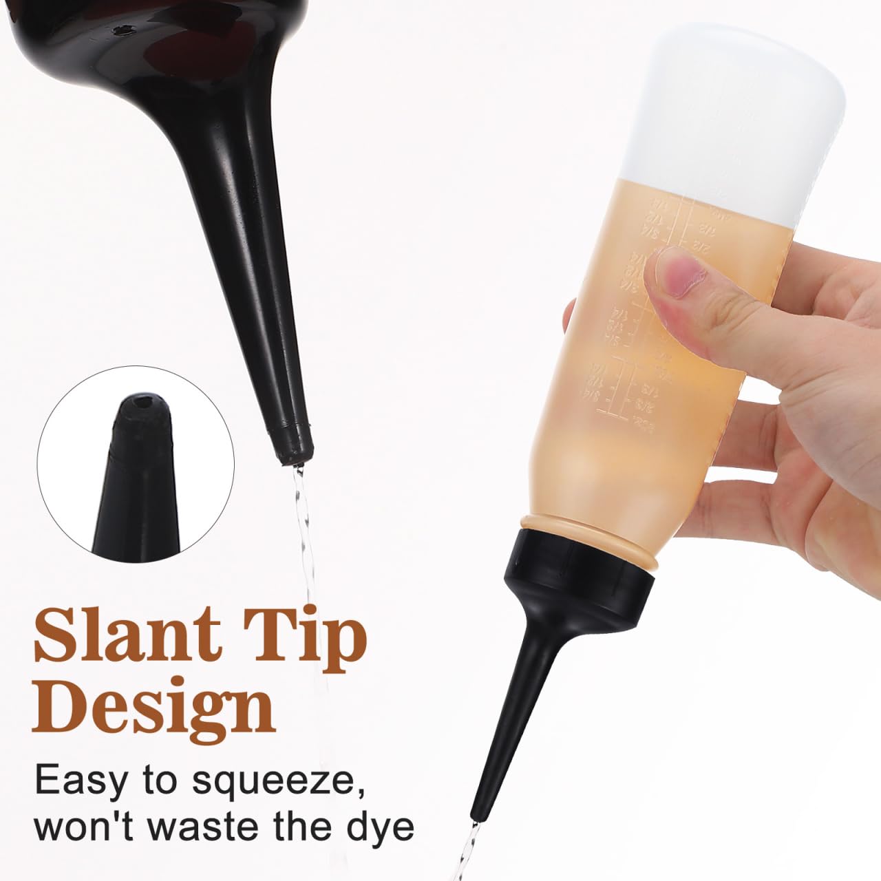 Veemoon 3 Pcs Hair Dye Applicator Bottle, Squeeze Container Refillable PP Material 9.35x2.24 Inch, Salon Barber Scalp Treatment Cosmetics Liquid Dispenser (3)