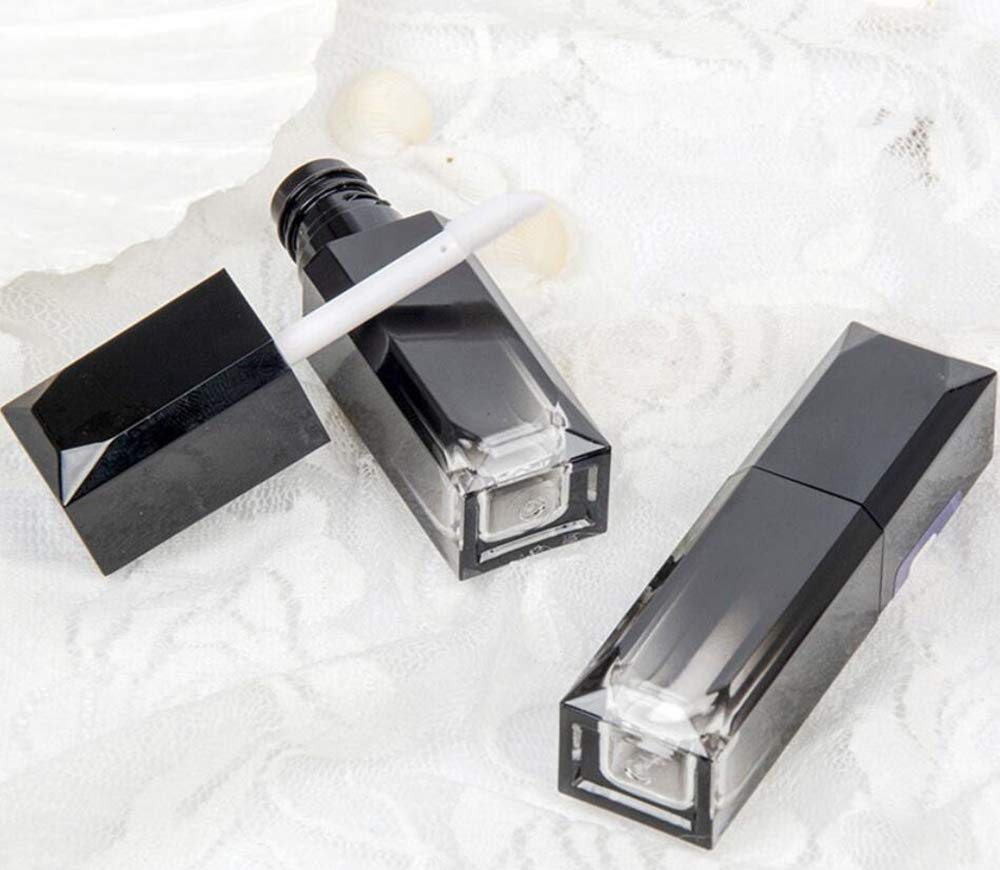 CTKcom 5ML Lip Gloss Tubes: 10pc Gradient Black Lipstick Plastic Square Lip Gloss Tube with Brush - DIY Lipstick Storage for Women Girls