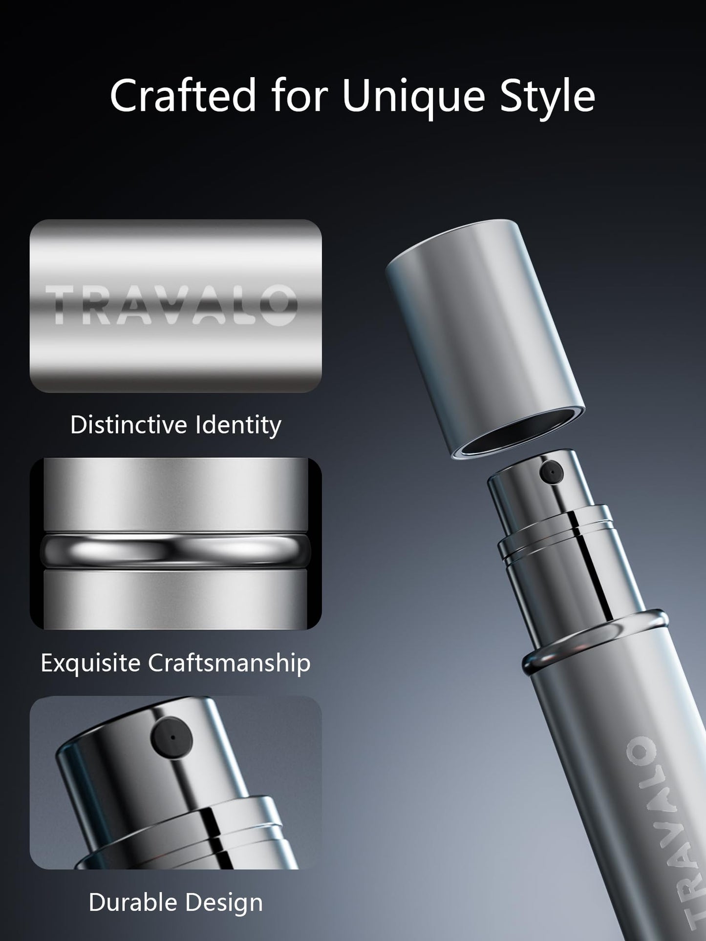 Refillable Perfume Atomizer, Bottom Filling Fragrances Perfume Bottle, Mini Cologne Dispenser, Travel sized, Portable Sprayer for Women Men, Gift (ESSENTI, SILVER)