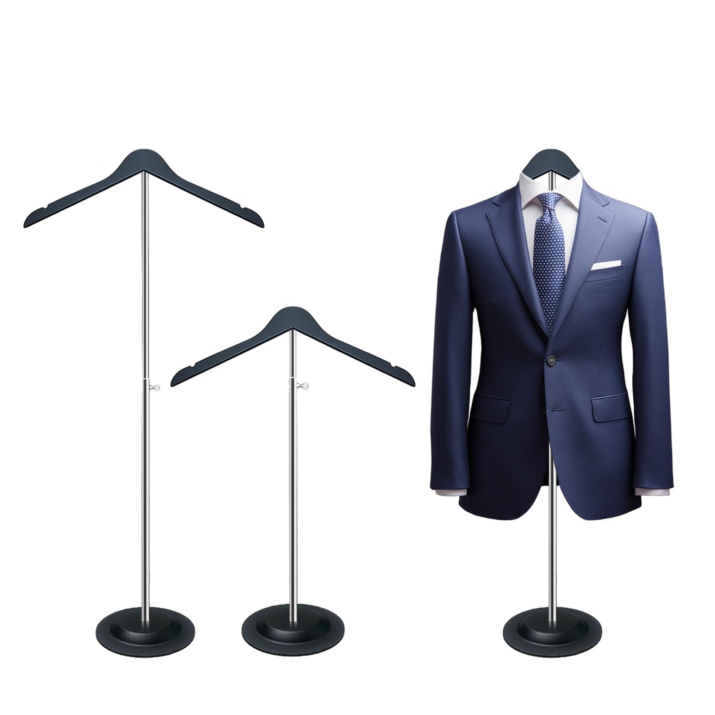 Gecauoea Shirt Display Stand 20-36“ Mannequin Torso with Pure Wood Hangers Dual Non-Slip Design, Stable Metal Base, Ideal T-Shirt Dress Form Display for Vendors, Retail, and Daily Use (Black, 2 Pack)