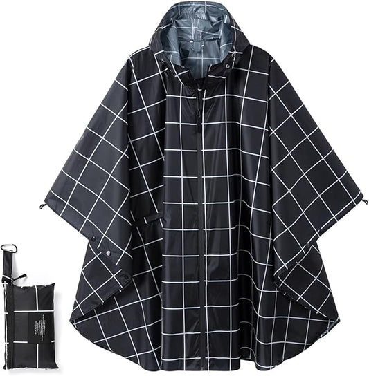 Fashion Hooded Rain Poncho Waterproof Raincoat Jacket with pocket for Women/Men/Adult