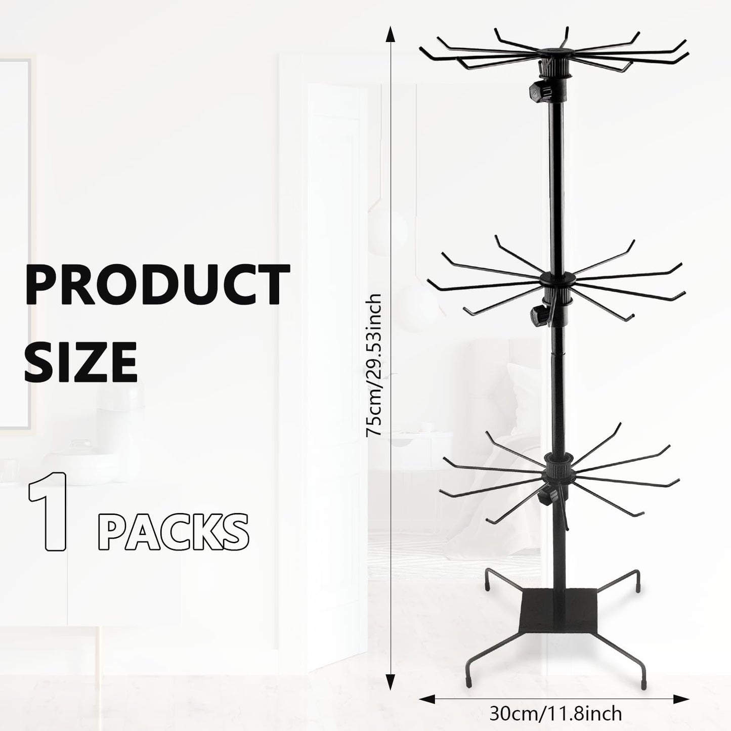KoMvzyl 1Pc Rotating Display Stand Jewelry Display Rack with Hooks Metal Earrings Display Stands for Selling Necklace