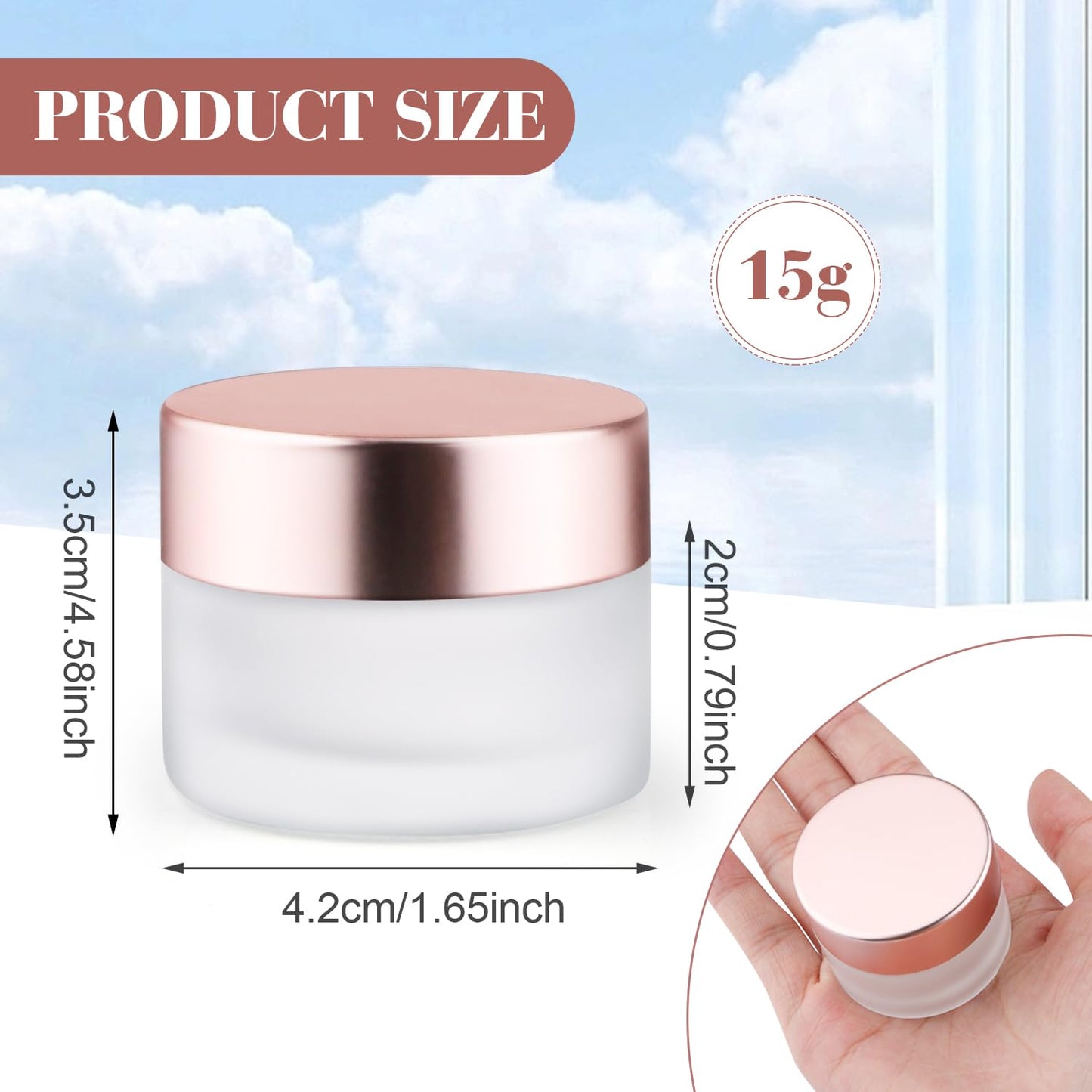Frosted Glass Jar 12 Pack 15g Cosmetic Cream Jar Refillable Sample Jars Empty Makeup Containers For Lotion Cream Lip Balms