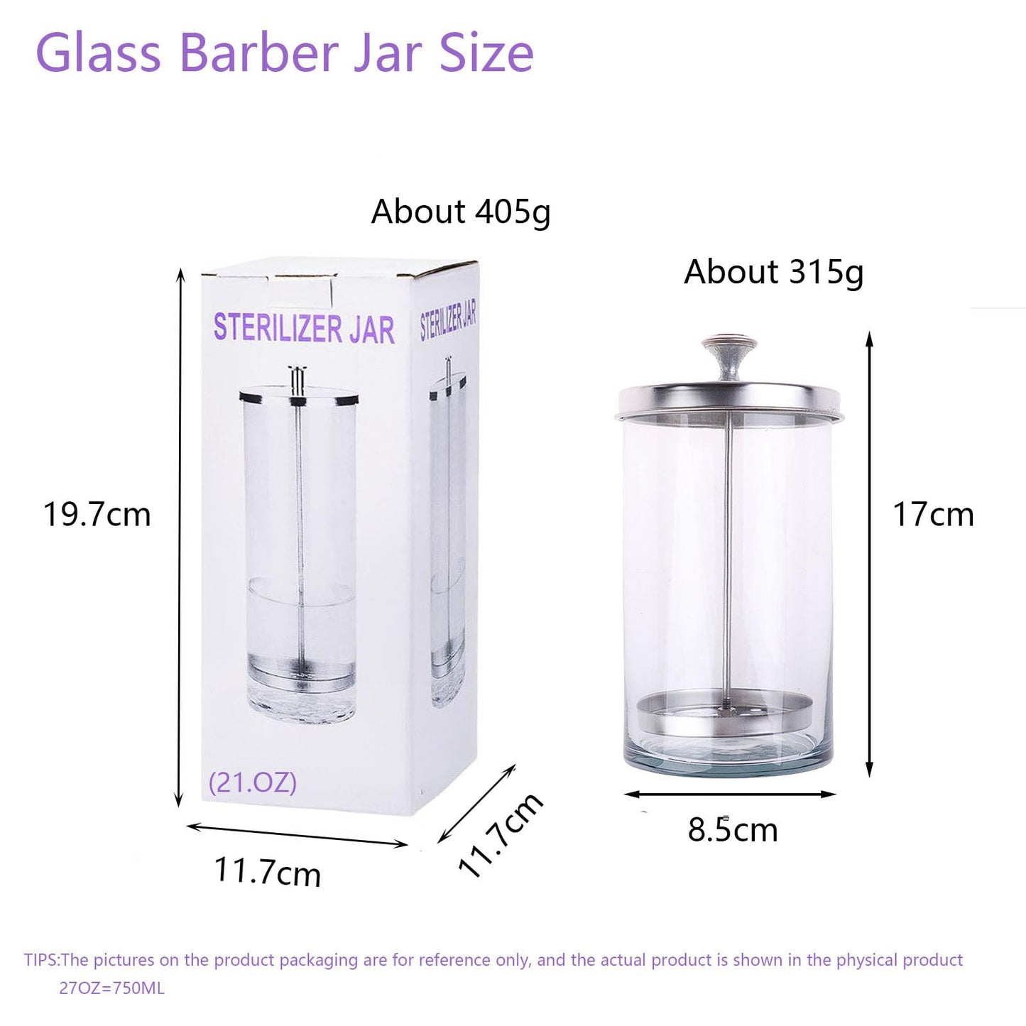 GoLashFun Barber Jar,21OZ Glass Cleaner Barber Cleaning Jar with Removable Basket Clean Container for Cleaning Nail Tool,Barber Supplies,Hair Salon(750ML)