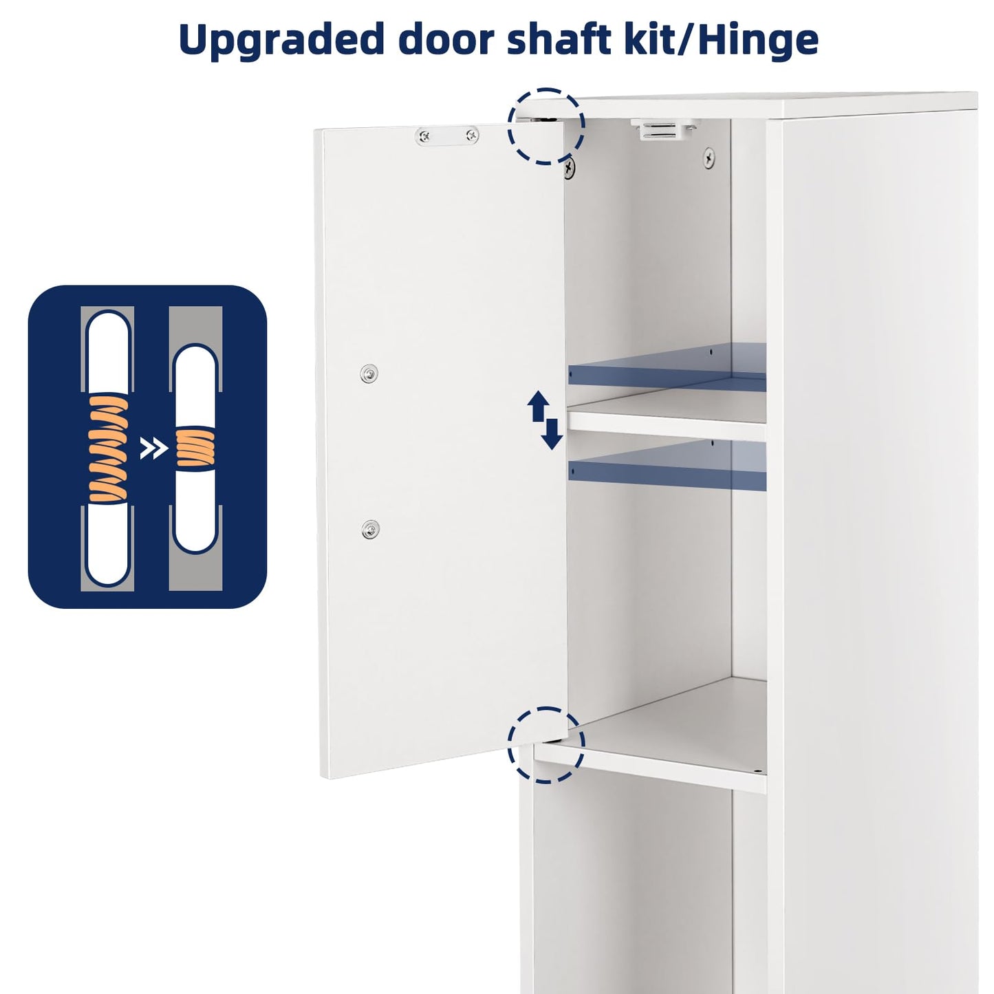 MOHOPE Narrow Bathroom Storage Cabinet, 72" Tall Slim Bathroom Cabinet with 2 Doors & Adjustable Shelves, Skinny Freestanding Floor Cabinet for Small Spaces, Living Room, White