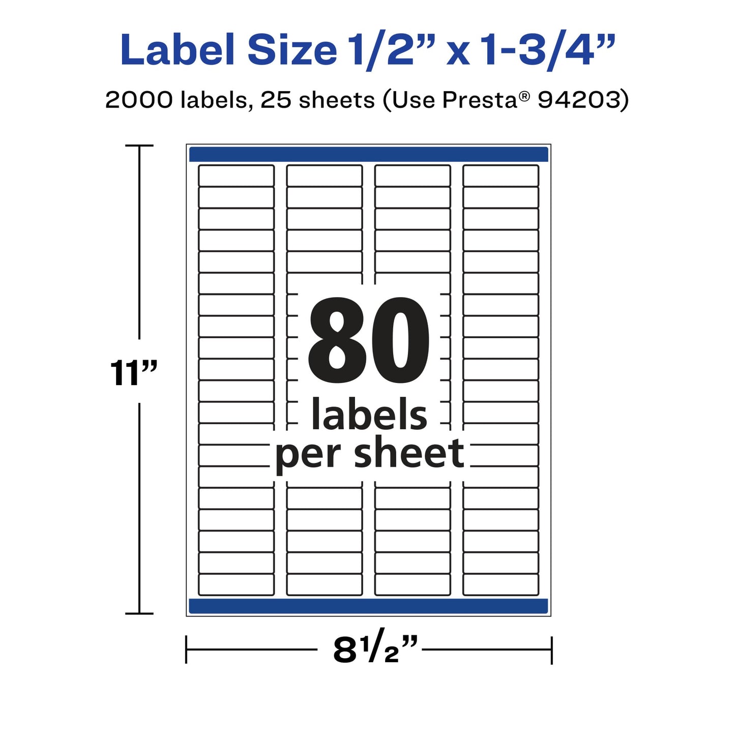 Avery Printable Durable White Rectangle Labels, Sure Feed Technology, 0.5" x 1.75", Waterproof Labels, Laser & Pigment-Based Inkjet Compatible, 2000 Total