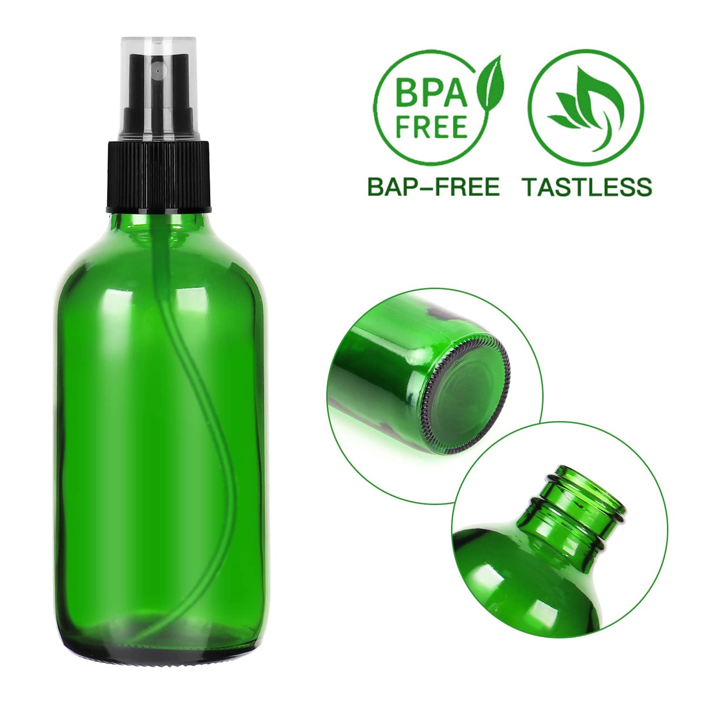 CycleMore 120ml 16 Pack 4oz Green Glass Spray Bottles with Fine Mist Sprayers, Glass Travel Bottles for Cosmetic, Essential Oils, Cleaning Solutions, Perfumes & More Liquids Ideal for Friends