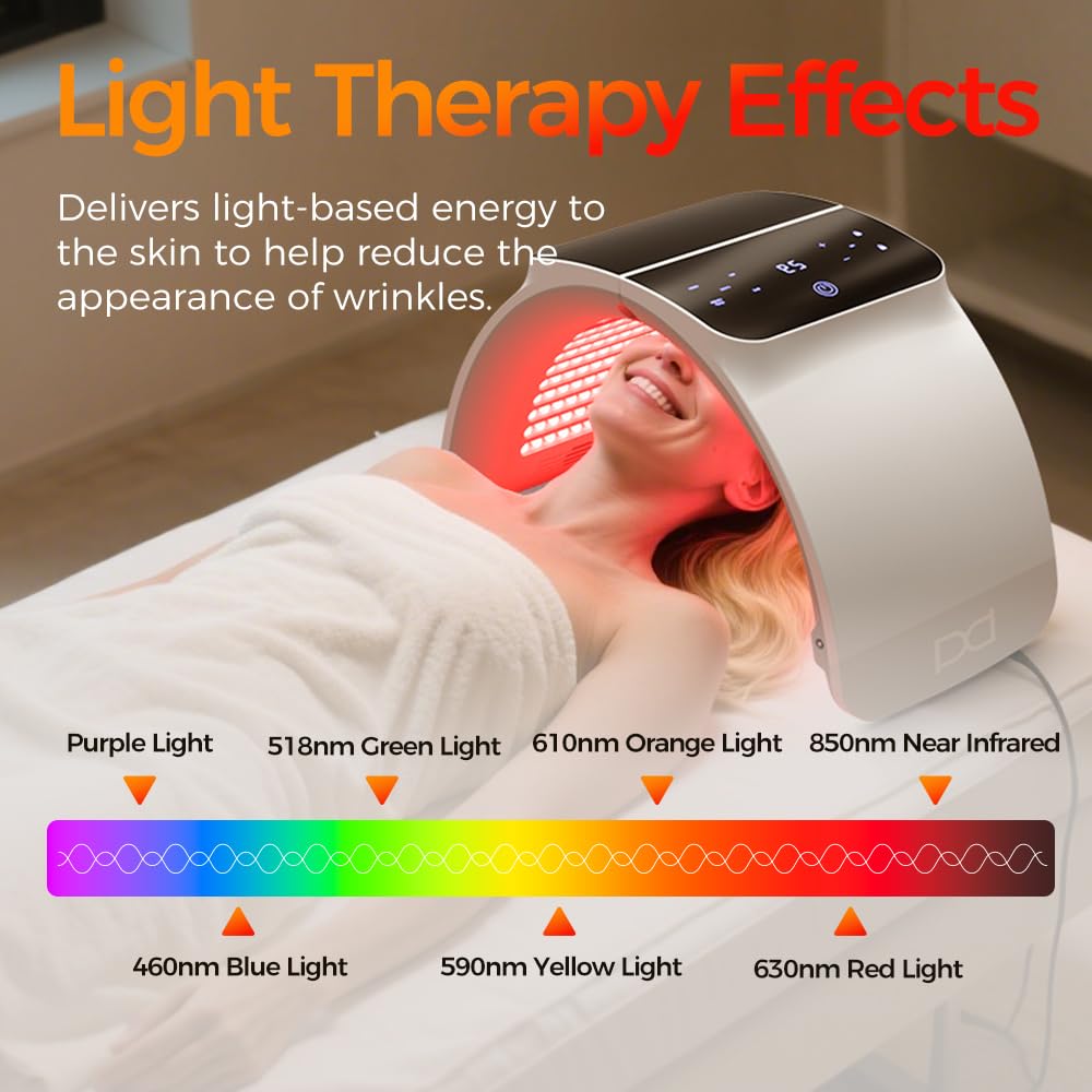 BestQool LED Mask Photon LED Light Therapy - 6 Colors with Near Infrared Light LED Face Mask for Skin Rejuvenation SPA Facial Body Skin Care Beauty Salon Device