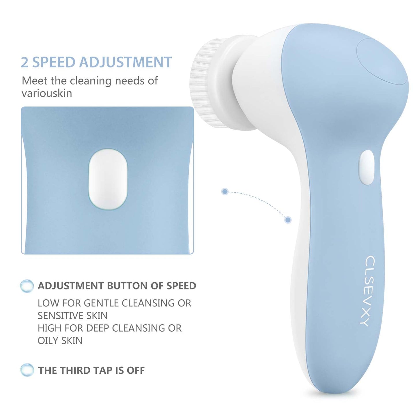 Rechargeable Facial Cleansing Spin Brush Set with 7 Exfoliating Brush Heads - Complete Face Spa System by CLSEVXY - Advanced Microdermabrasion for Gentle Exfoliation and Deep Scrubbing