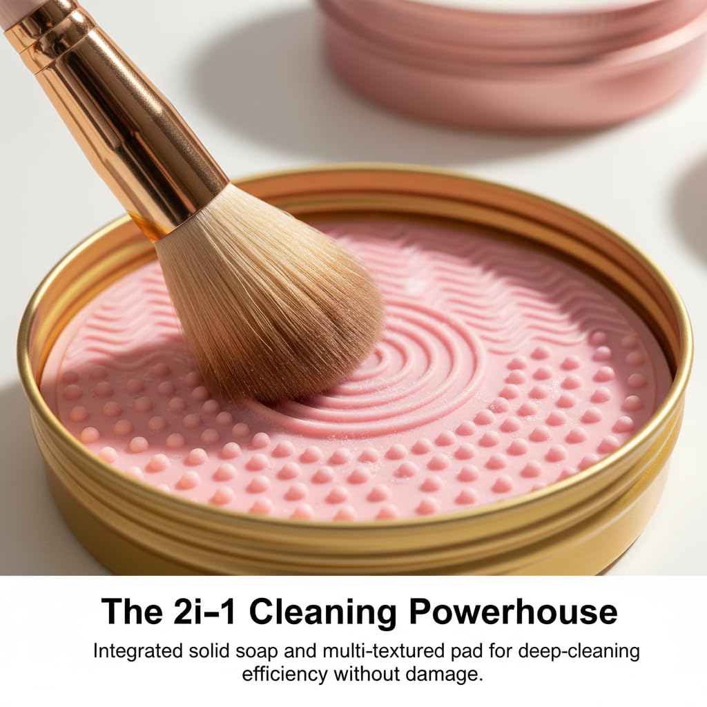 Shellfairy Makeup Brush Cleaner Soap With Silicone Cleaning Pad, Cleans Waterproof Makeup For Synthetic & Natural Brushes & Sponges, Deep Cleaning, 100g/3.53oz (White)