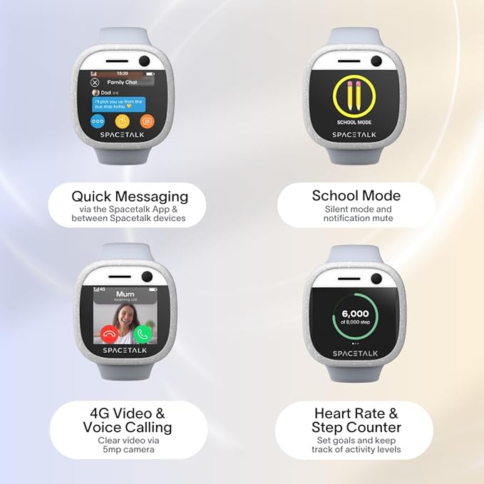 SPACETALK Adventurer 4G Smart Watch - Freedom & Safety at All Ages with Pre-Installed SIM, 4G GPS Tracker, Video Calling, 5MP Camera, Safe Contacts, SMS Text & Chat, School Mode, Emergency SOS, Cloud