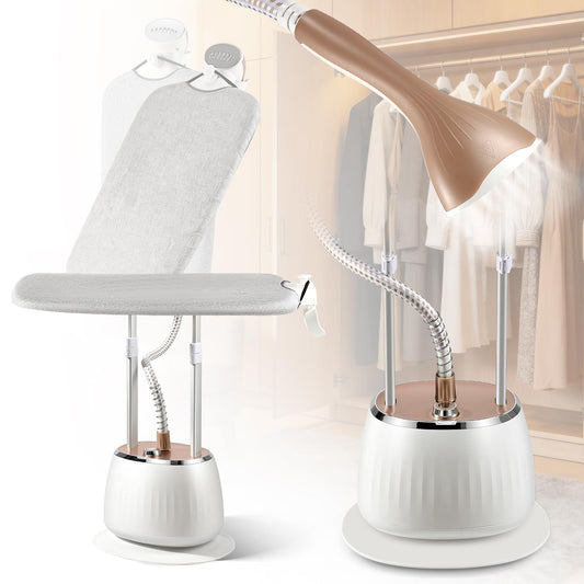 Hapyvergo 1800W Garment Steamer for Clothes, Professional Standing Steam Iron with 1.6L Tank for 60 Min Continuous Steam, Heat-Up in 25s, 10 Settings, 2-in-1 Ironing for Home, Travel & Commercial Use