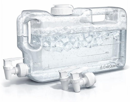 Refrigerator Water Dispenser 1.1 Gallon Bottle with 2 Spigots - BPA Free Plastic Slim Water Jug with Spout Leak Proof | Refillable Fridge Water Container, Convenient Handles (Clear)