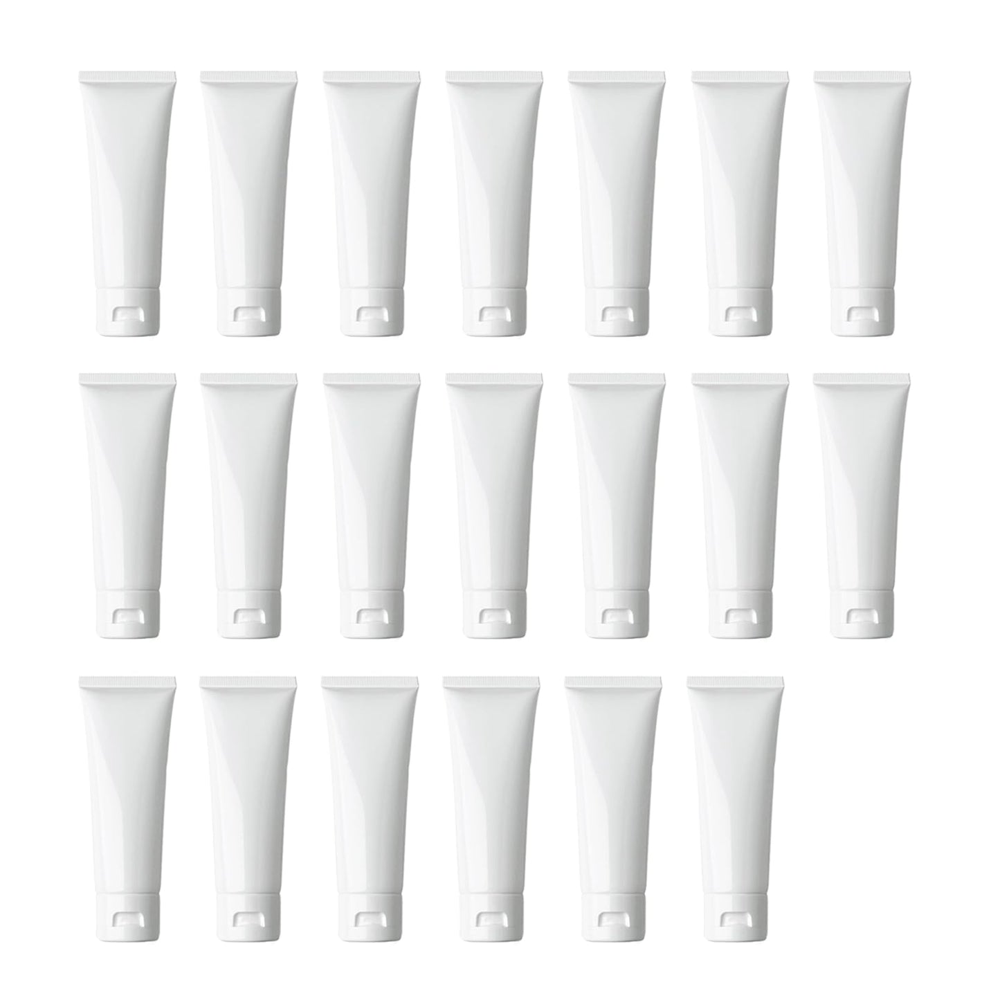 VASANA 20PCS 100ml/3.4oz Empty Refill White Plastic Cosmetic Lotion Tubes Bottles Shampoo Facial Cleanser Makeup Sample Soft Container Tube Bottle Vial Jar Pot Case with Flip Cap