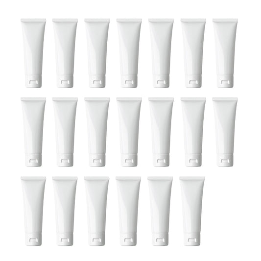 VASANA 20PCS 100ml/3.4oz Empty Refill White Plastic Cosmetic Lotion Tubes Bottles Shampoo Facial Cleanser Makeup Sample Soft Container Tube Bottle Vial Jar Pot Case with Flip Cap