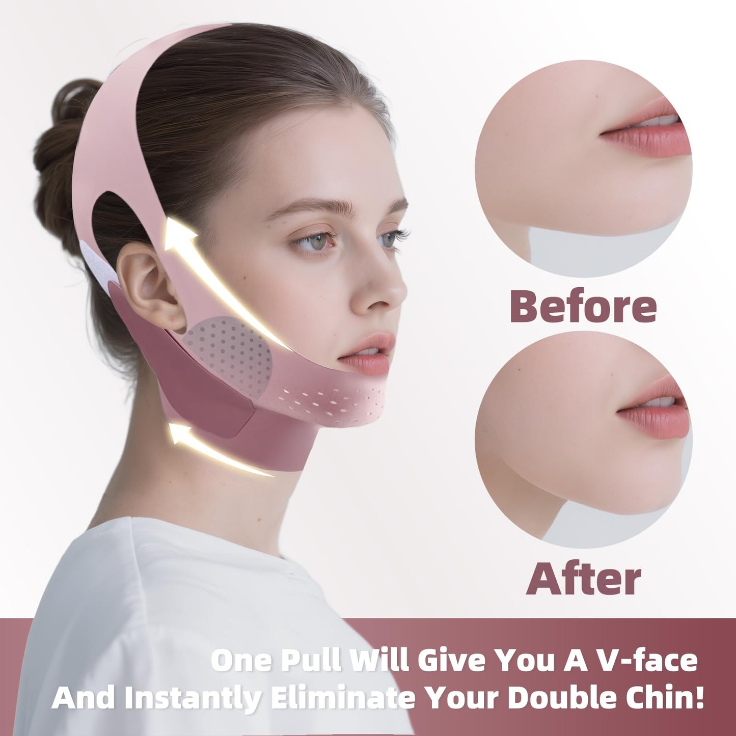 Chin Strap for Sleeping, Graphene Double Chin Reducer Eliminator for Women, Reusable V Line Lifting Mask Face Slimming Strap, Breathable Jawline Exerciser Lifting & Firming Prevent Sagging
