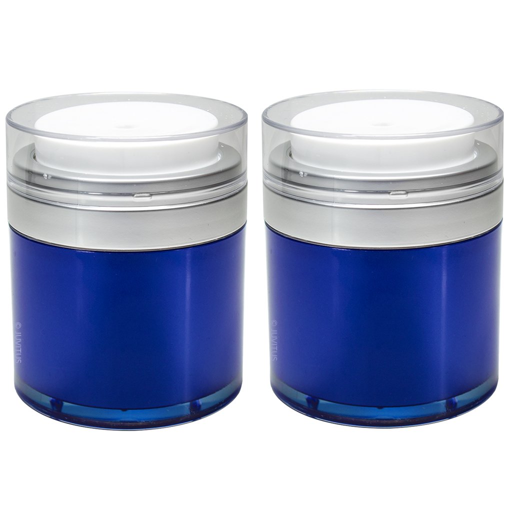 1.7 oz / 50 ml Acrylic Plastic Airless Blue Jar (2 pack)