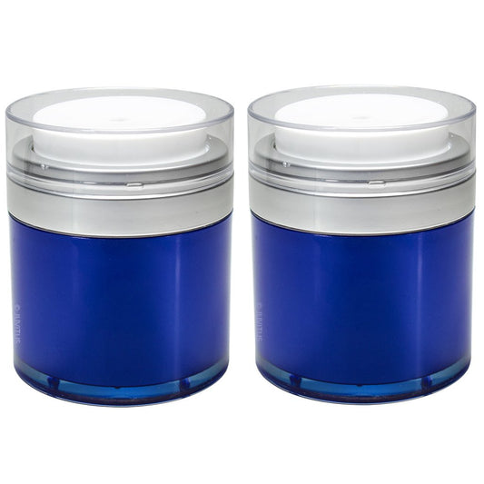 1.7 oz / 50 ml Acrylic Plastic Airless Blue Jar (2 pack)