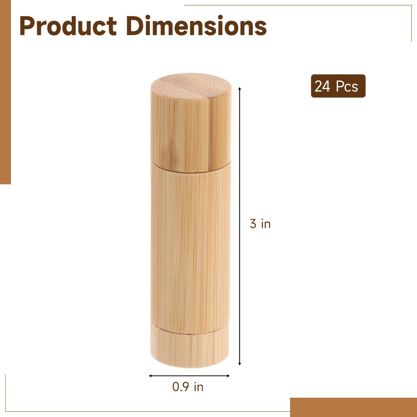 24 Pcs DIY Wood Lip Balm Tubes, 5g Empty Lip Balm Containers, Natural Wood Lipstick Tubes with Rotating Inner Core for Lipstick Deodorant Solid Perfume, 3 x 0.9 in