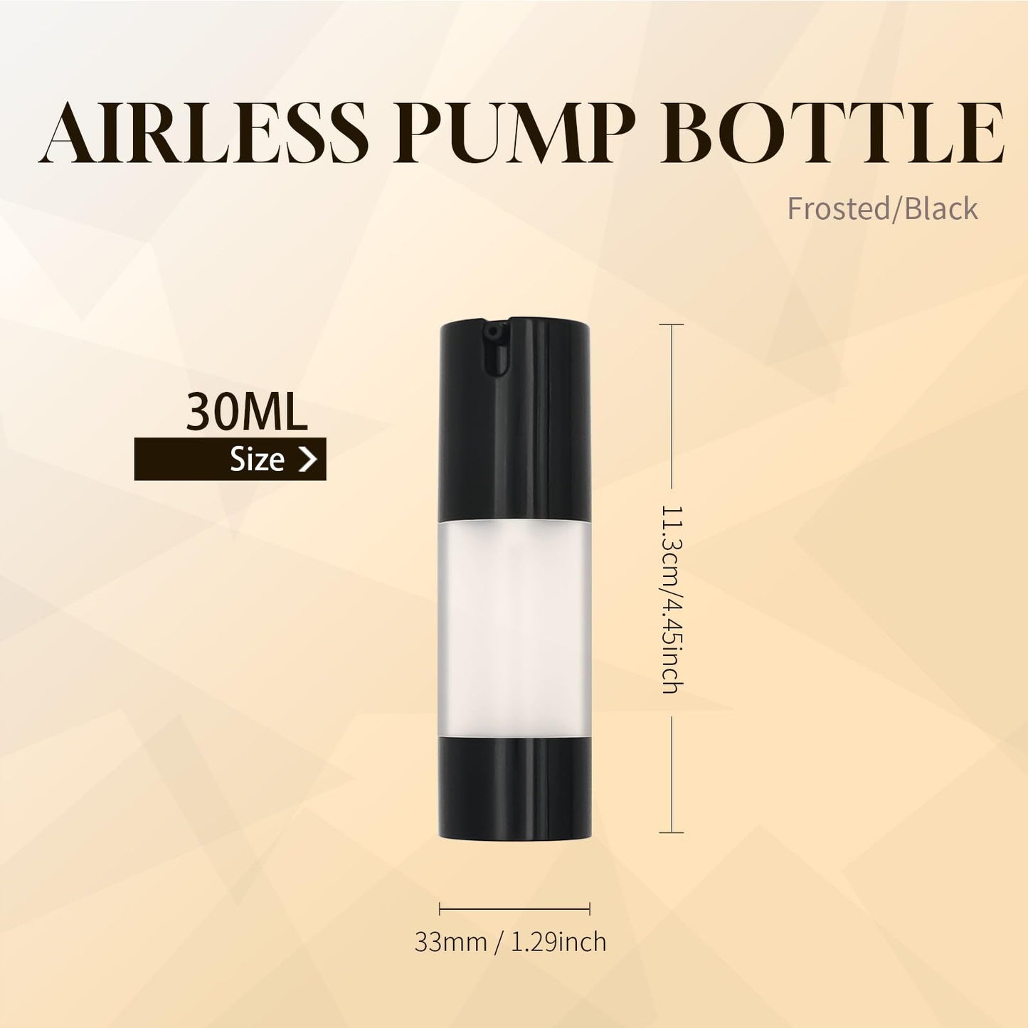 AJLTPA 6Pcs 1oz 30ml Frosted Transparent Airless Pump Bottles with Funnel, Travel Size Vacuum Dispenser Refillable Cosmetic Containers For Foundations, Cream, Serums, Shampoo, Lotion(Black)