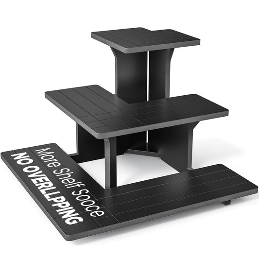 HAOWUJIN 3 Tier Corner Display Stand for Vendors, Black Retail Display Shelves for Craft Shows & Farmers Market, Vendor Booth Setup Display Rack, Sturdy Easy Assemble PVC