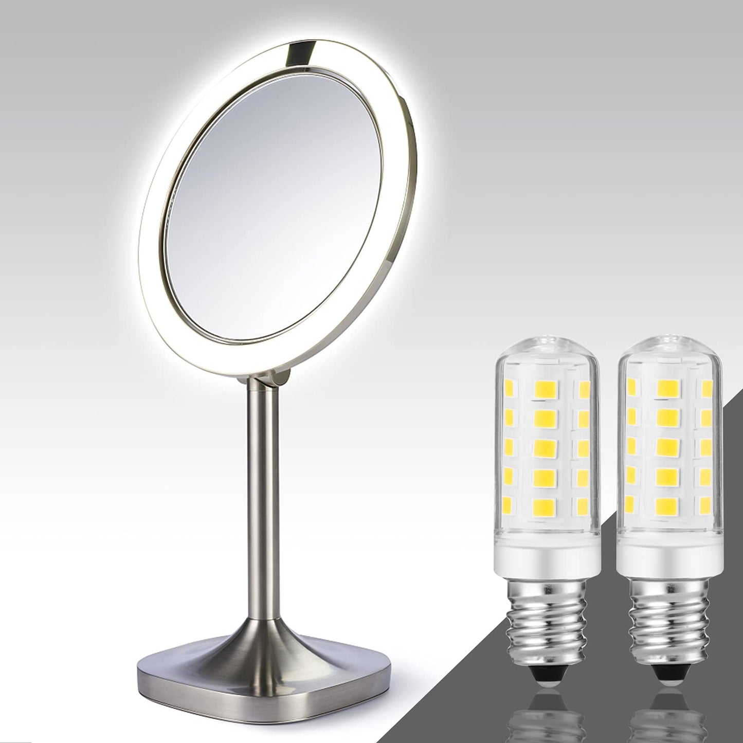 Yucclim Double-Sided Mirror LED Bulb Dimmable for Conair illuminations Makeup Mirror Double Sided Illuminated Mirror Fits Jerdon Makeup Mirror Replaces, 2PCS (Natural White)
