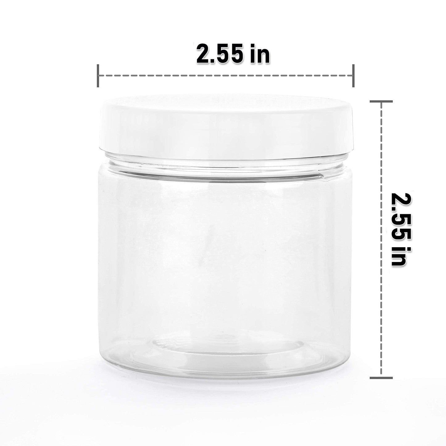 Healthy Packers® Small Plastic Jars with Lids 4 oz, 12-Pack - Clear Plastic Jars with Screw-On Tops for Slime, Crafts, Body Butter, Sugar Scrubs, Cosmetic Storage, Small Containers with Lids (White)