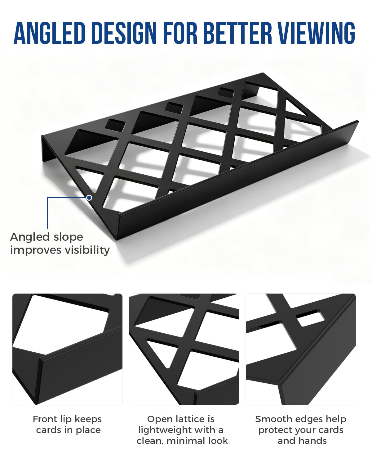 24 Pieces Trading Card Display Risers , Black Acrylic Card Show Display Stands, Modular Showcase Trays for Cardshow Vendor Showcase Sports Card and Board Games, Card Risers For Display Case, 72 Slot