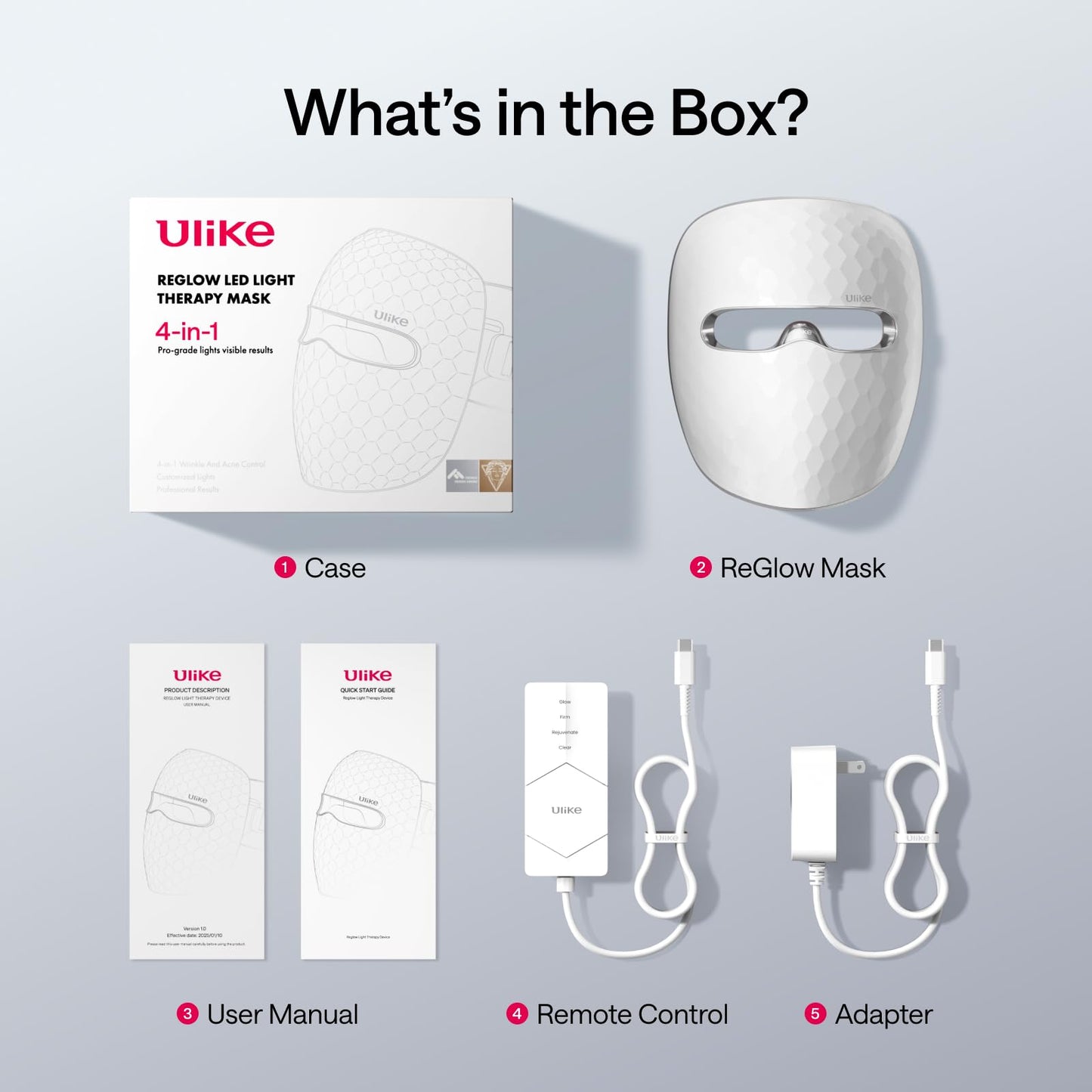 Ulike ReGlow LED Face Mask, Red Light Therapy for Face, Red, Blue, Yellow & Infrared Light Therapy for Acne & Anti-Ageing, Cordless, Remote Control, Eye Protection, Home Skincare Device for Women Wife