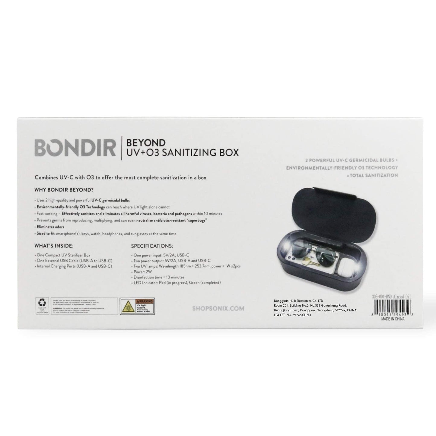 Bondir Beyond UV+O3 Sanitizer Box and Universal Charger UV and Ozone Disinfector for Phone, Mask, Makeup Brush, Nail Tool (Almond Oil)