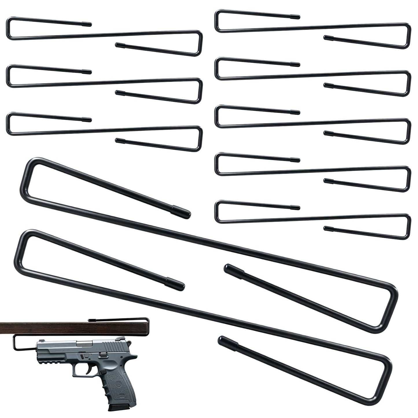 Liyeeeuo 10 PCS Handgun Hanger, Steel Gun Rack,Pistol Rack for Gun Safe Shelf or Stack on Gun Cabinet,Gun Safe Accessory,Pistol Storage Solutions,Pistol Display Stand,Gifts for Hunters