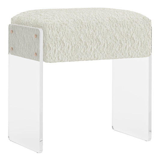 bitaycan Vanity Stool Chair and Pouf Ottoman-Modern Multifunctional Vanity Stool and Foot Rest with Wool and Acrylic Leg for Makeup Room, Living Room, Bedroom