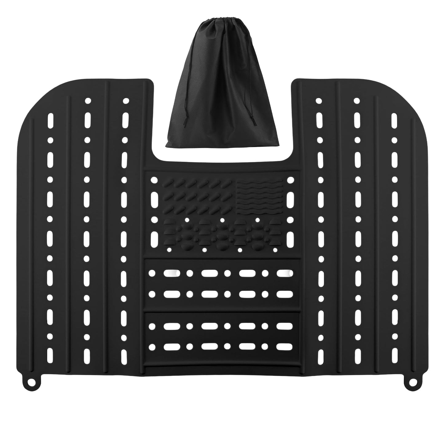 Oryqvane Bathroom Sink Cover for Counter Space,Foldable Silicone Makeup Mat for Hair Styling,Beauty Brush Cleaning Mat,RV Camper Sink Cover & for Small Spaces(Black)