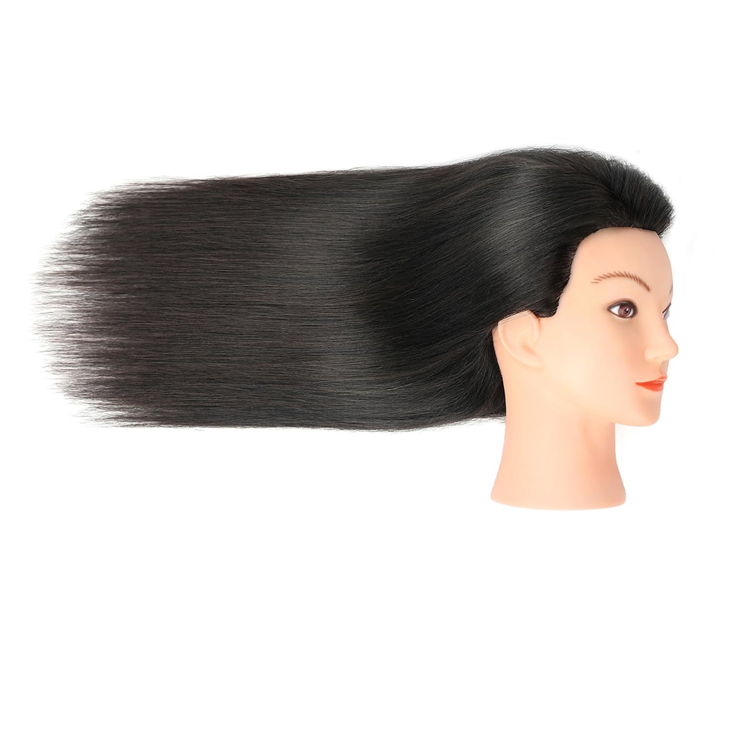 Armmu 20-22" 100% Human Hair Mannequin Head Hair Practice Training Head Cosmotology Doll Head for Hairdressers with Clamp- Natural Black