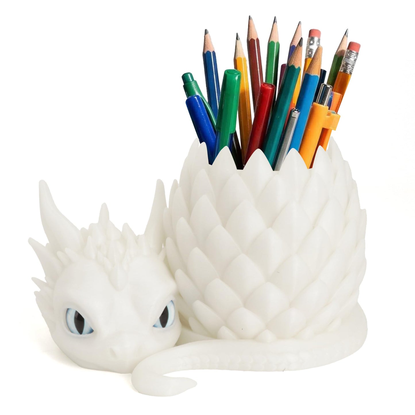 LehuoMaker 3D Printed Dragon Pencil Holder for Desk, Removable Dragon Egg Pen Holder, Cute Pencil Cup Desk Organizer for Pens, Pencils, Paper Clips, Makeup Brushes, Fantasy Desk Decor Gift for Kids