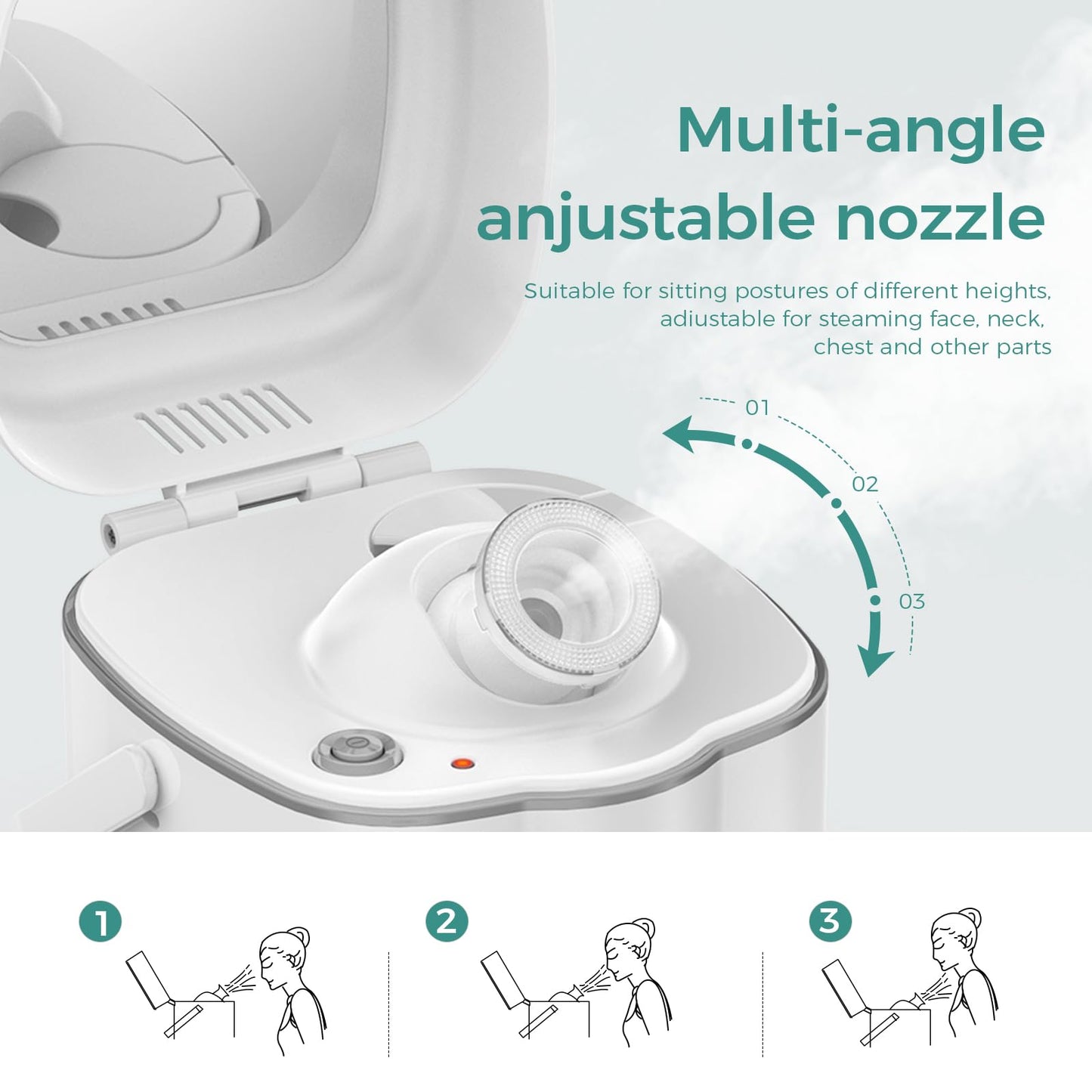 DAROMA Nano Ionic Facial Steamer with Adjustable Nozzle & Mirror - Advanced Home Spa Tool for Deep Cleansing & Hydration Support, Ideal Skincare Gift for Women