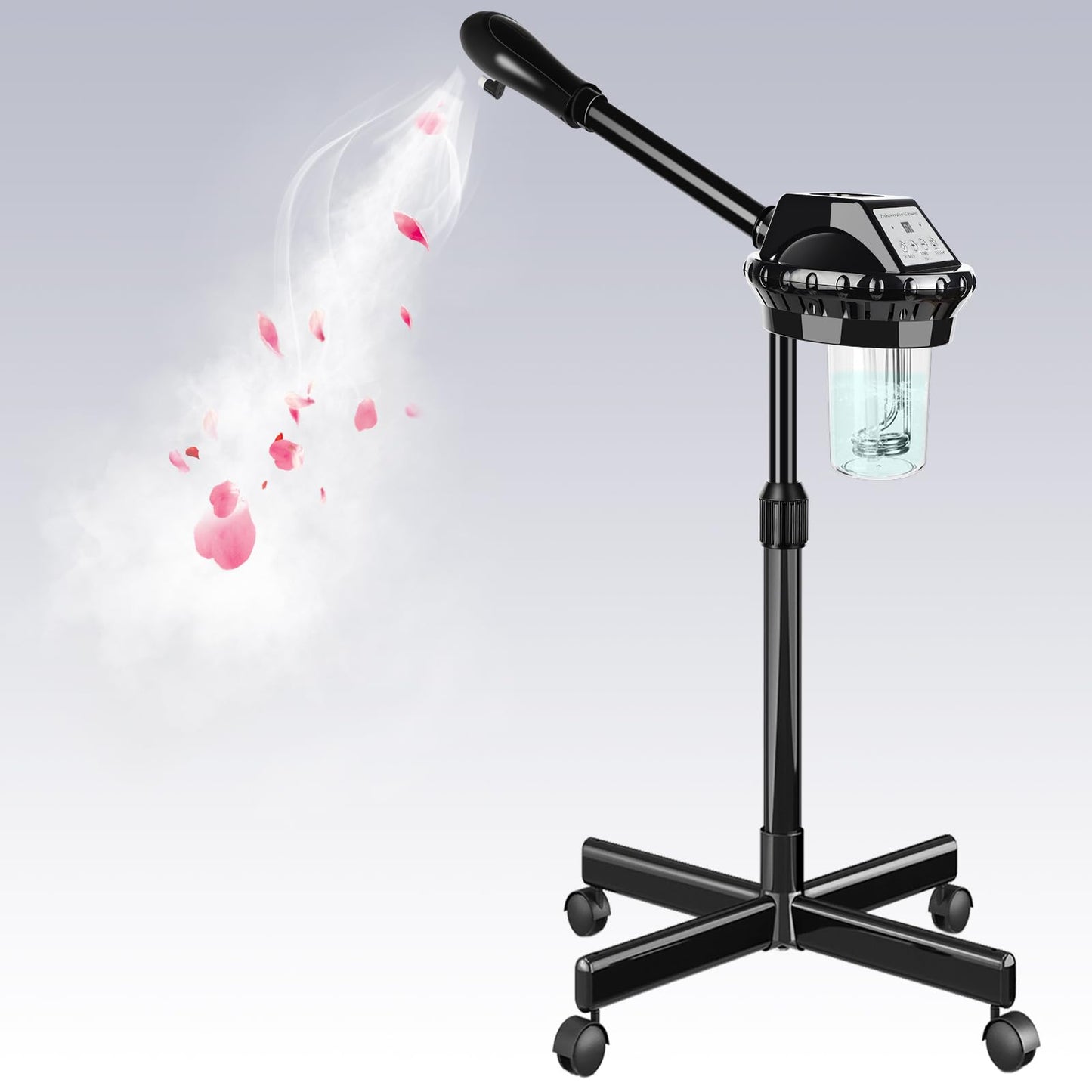 Professional Facial Steamer, Facial Steamer on Wheels with Time Setting & Adjustable Height Stand – Face Steamer for Spa, Salon and at Home Use