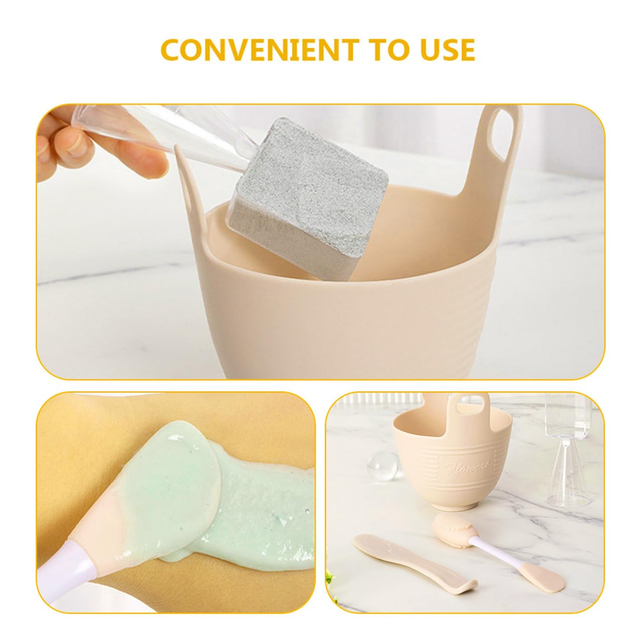 Professional Silicone Facial Mask Mixing Bowl Set 4-in-1 DIY Mask Making Kit with Brush, Spatula & Measuring Spoon Portable Skincare Tools for Face, Hair & Spa