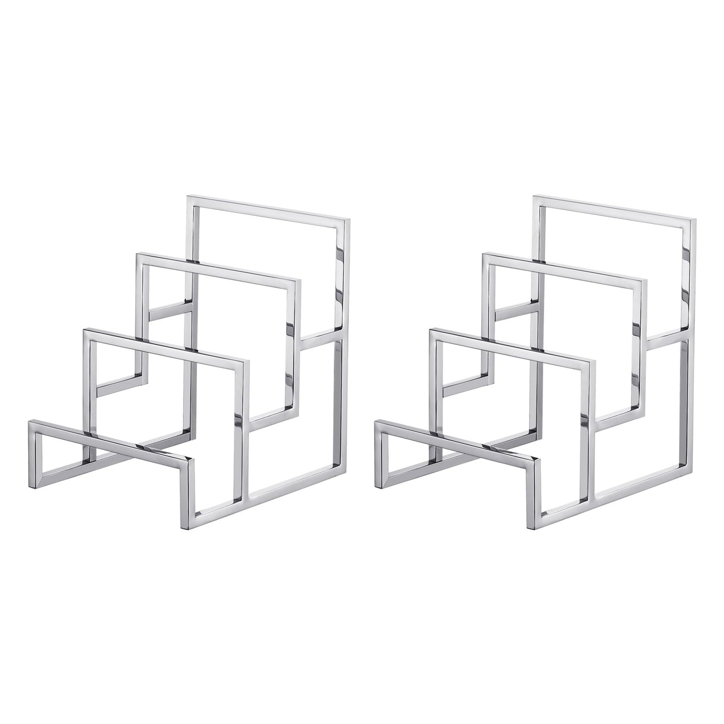 uxcell Clutch Purse Display Stand 3 Layer Wallet Display Rack Metal Clutch Holder Riser for Home Retail Store Supplies - Silver, 2Pcs