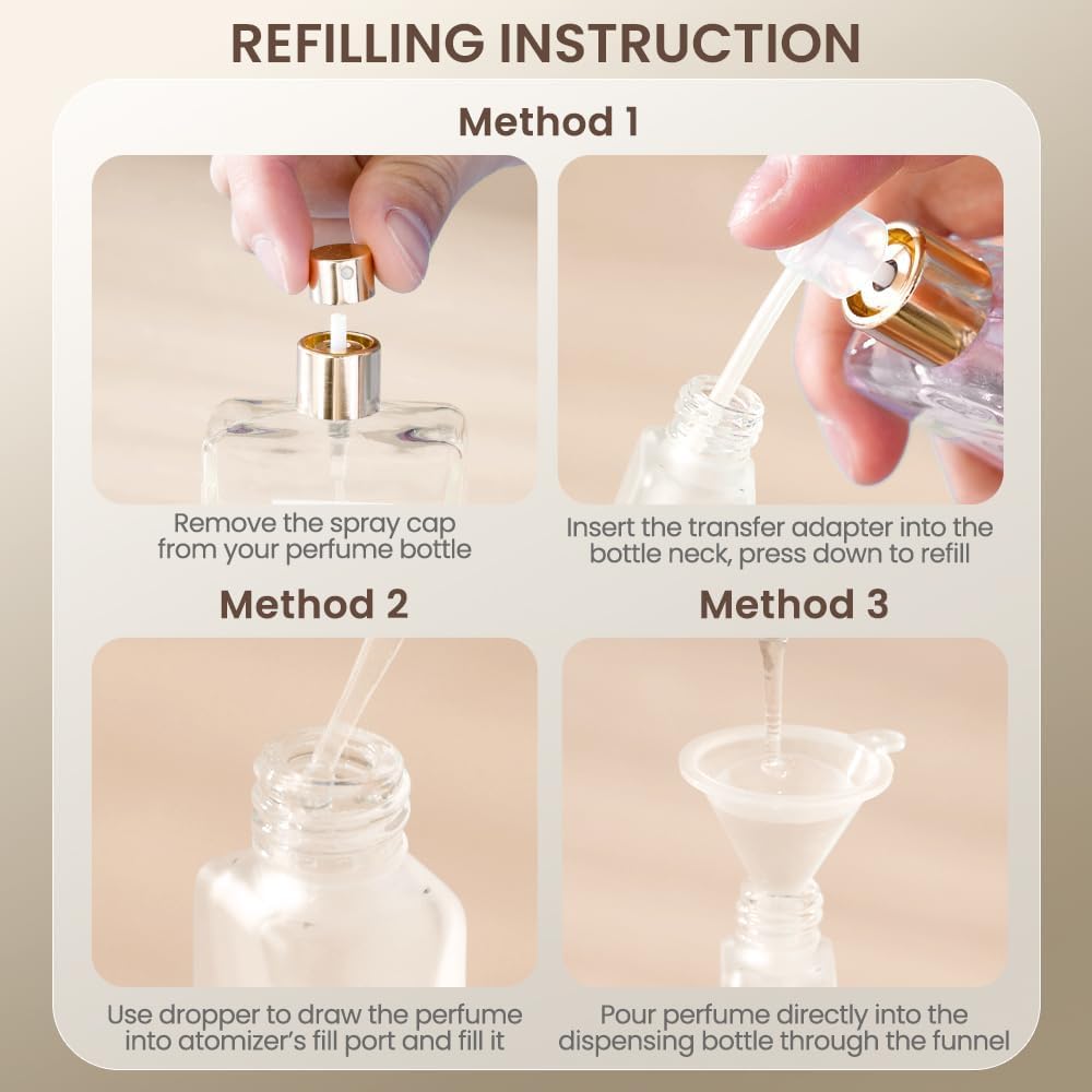 Cryslora Perfume Atomizer, Glass Perfume Container,Travel Bottle Refillable, Empty Portable Leakproof Fragrance Spray Bottle (5pcs 15ml/0.5oz)