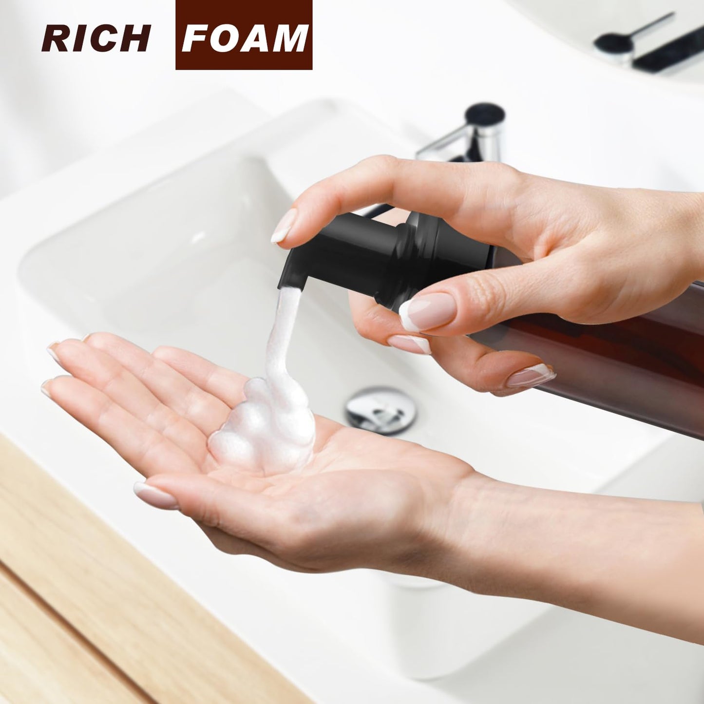 8 Pcs 150ml/5oz Foam Bottle Dispenser Empty Plastic Foaming Pump Bottle Brown Refillable Container for Shampoo Shower Hand Soap Facial Cleanser