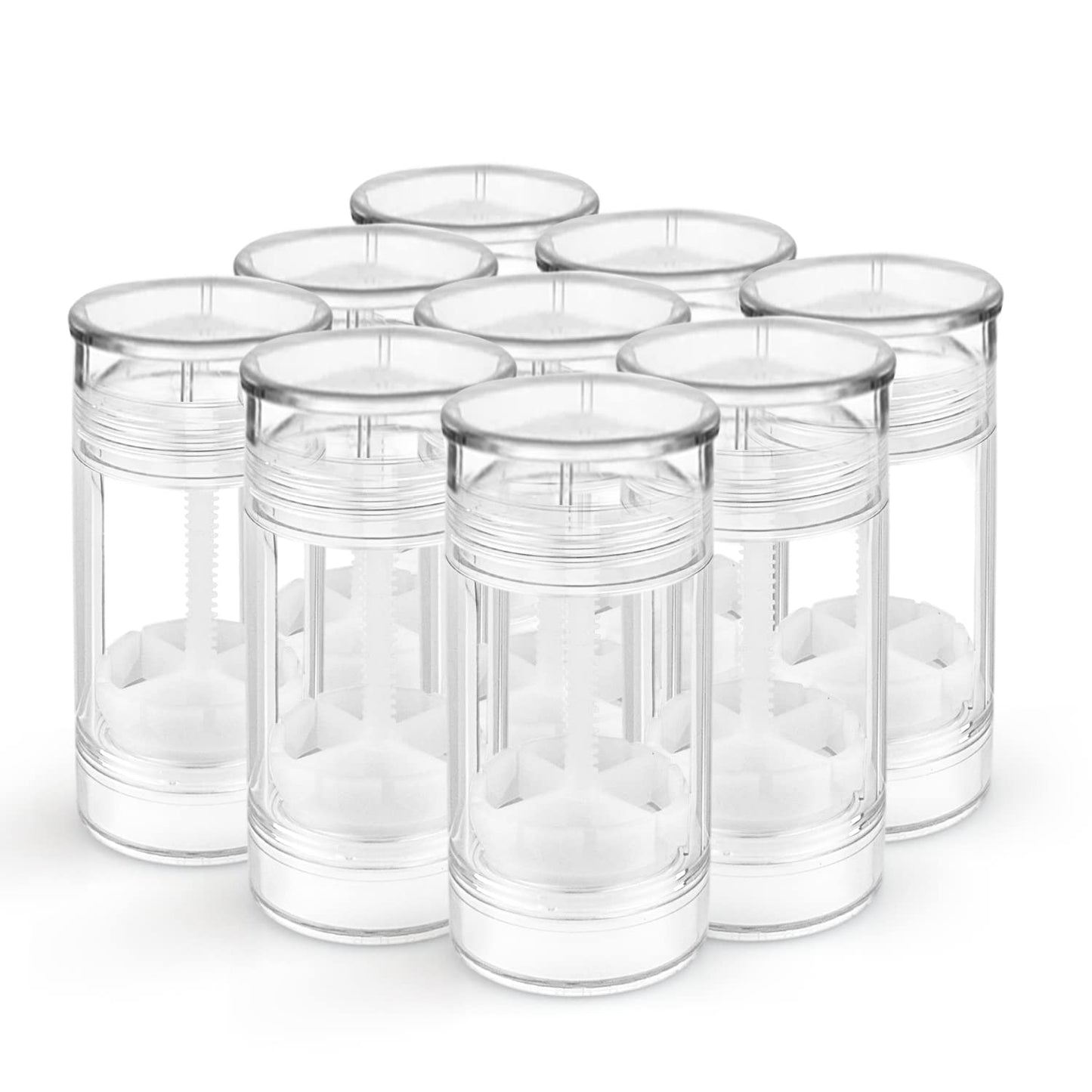 9 PCS 2.5oz/75ml Round Plastic Containers, Reusable Clear Twist Up Filling Stick Holder, Makeup Stick for DIY Balm, Chapsticks, Bottom-Filling