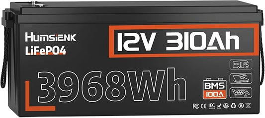 12V 300Ah (310Ah) LiFePO4 Lithium Battery – Max. 3968Wh, 15000+ Deep Cycle Battery with 100A BMS, Low-Temp Cutoff | A+ Grade Cells for Marine, Trolling Motor, Off-Grid Home Energy Storage, Van Life