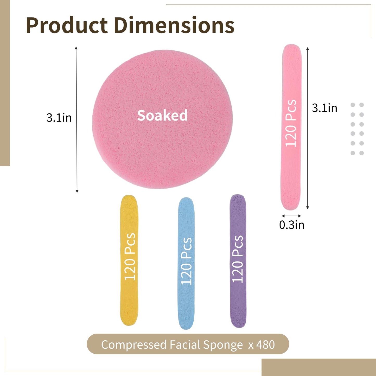 480 PCS Compressed Facial Sponges for Estheticians - Colorful PVA Makeup Sponges, Compact and Soft, Ideal for Daily Skincare and Makeup Application