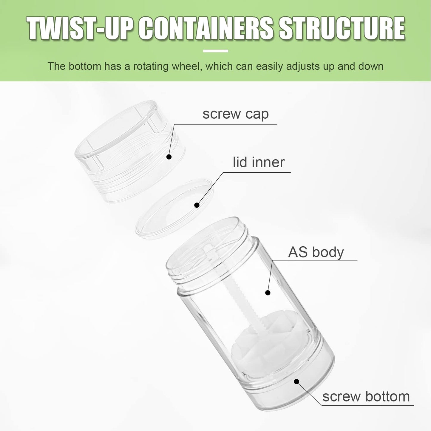 9 PCS 2.5oz/75ml Round Plastic Containers, Reusable Clear Twist Up Filling Stick Holder, Makeup Stick for DIY Balm, Chapsticks, Bottom-Filling
