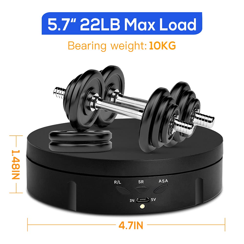 Motorized Rotating Display Stand - 90/180/360 Degree Display, PVC Backgrounds for Product Photography, Jewelry, Watch, 3D Models