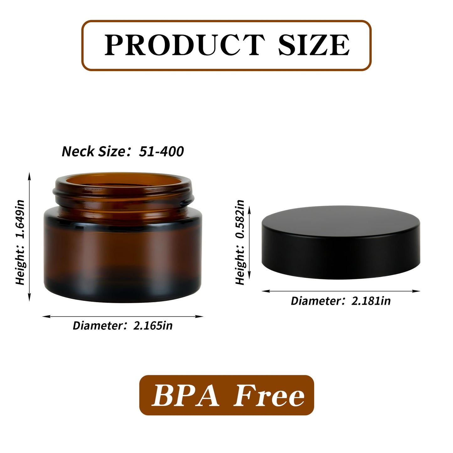 YONKAN 2 oz Reusable Amber Glass Container Jars 24 Pack with Wide-mouth Leak Proof Cap and Inner Pull-On Lid for Travel Storage Makeup, Face Creams, Body Lotions, DIY Crafts or Others