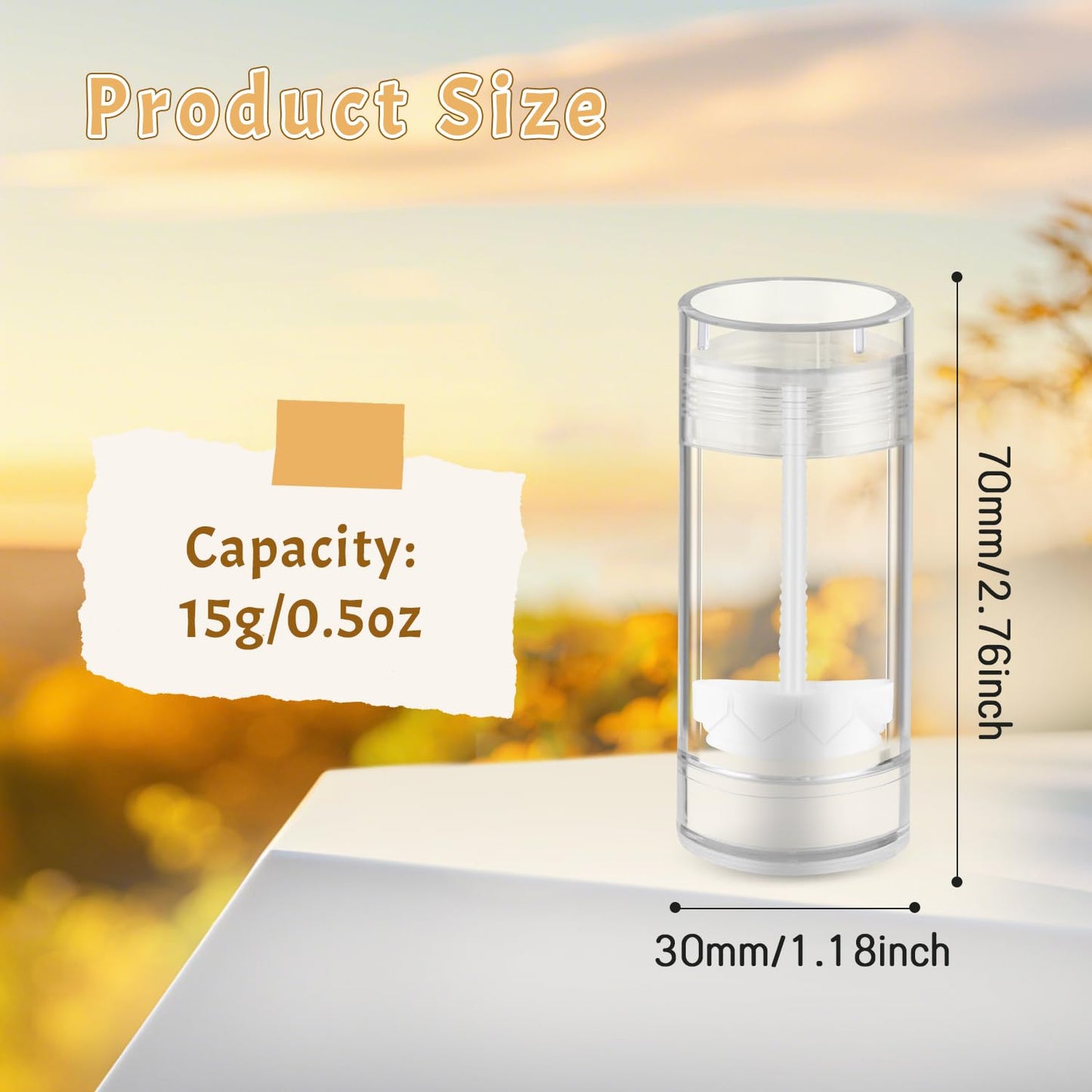 20 Pcs 15g/0.5oz Deodorant Jars Empty Refillable Round Plastic Deodorant Bottles Twist Up Bottom Filling Stick Tubes for Homemade DIY Lotion Bar Chapstick - Clear