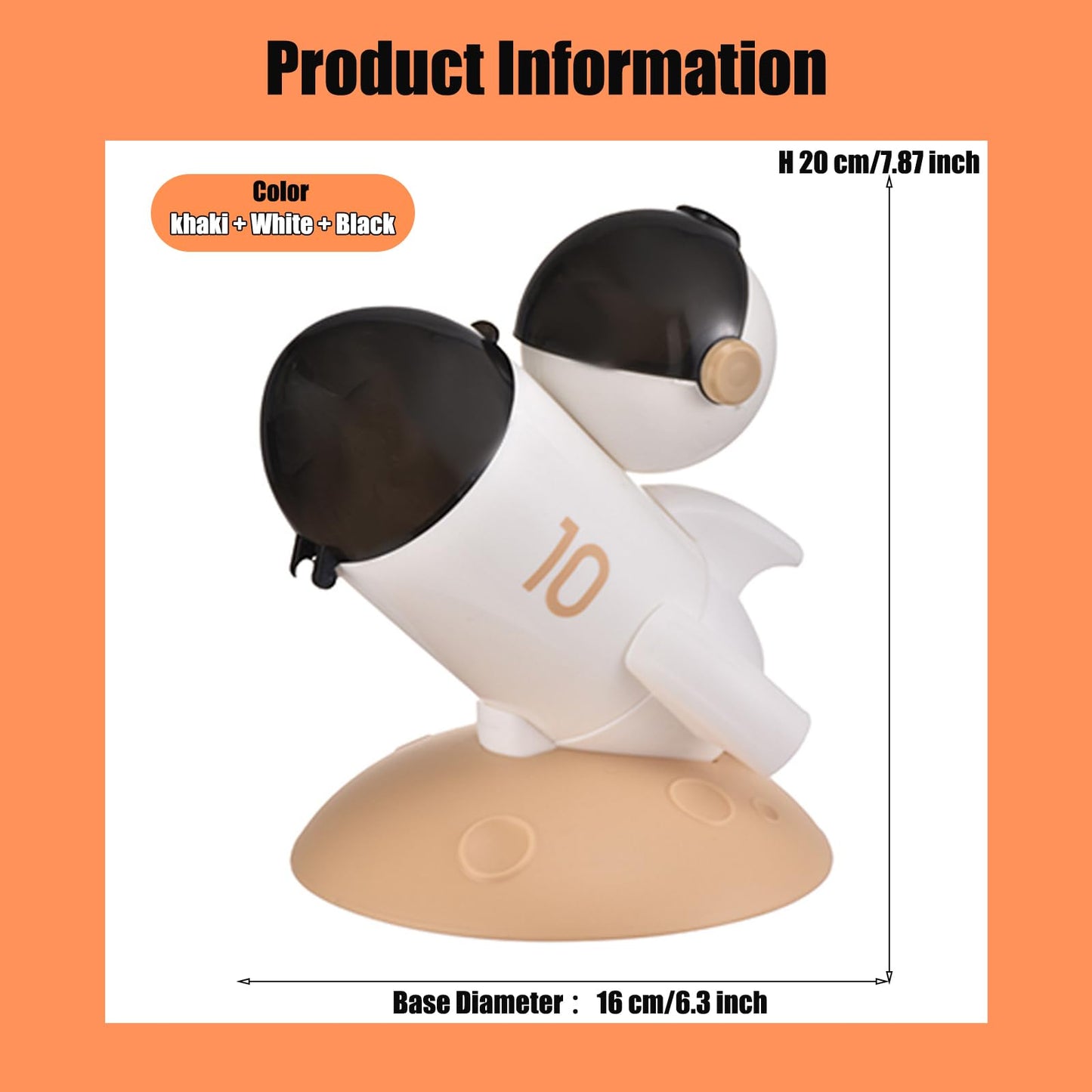 Jaugufiy Cartoon Rocket Pen Holder Pencil Holder Desk Pen Organizer Office Desktop Stationery Organizer Makeup Brush Holder Cup for Home Decoration Birthday Gift (Khaki)